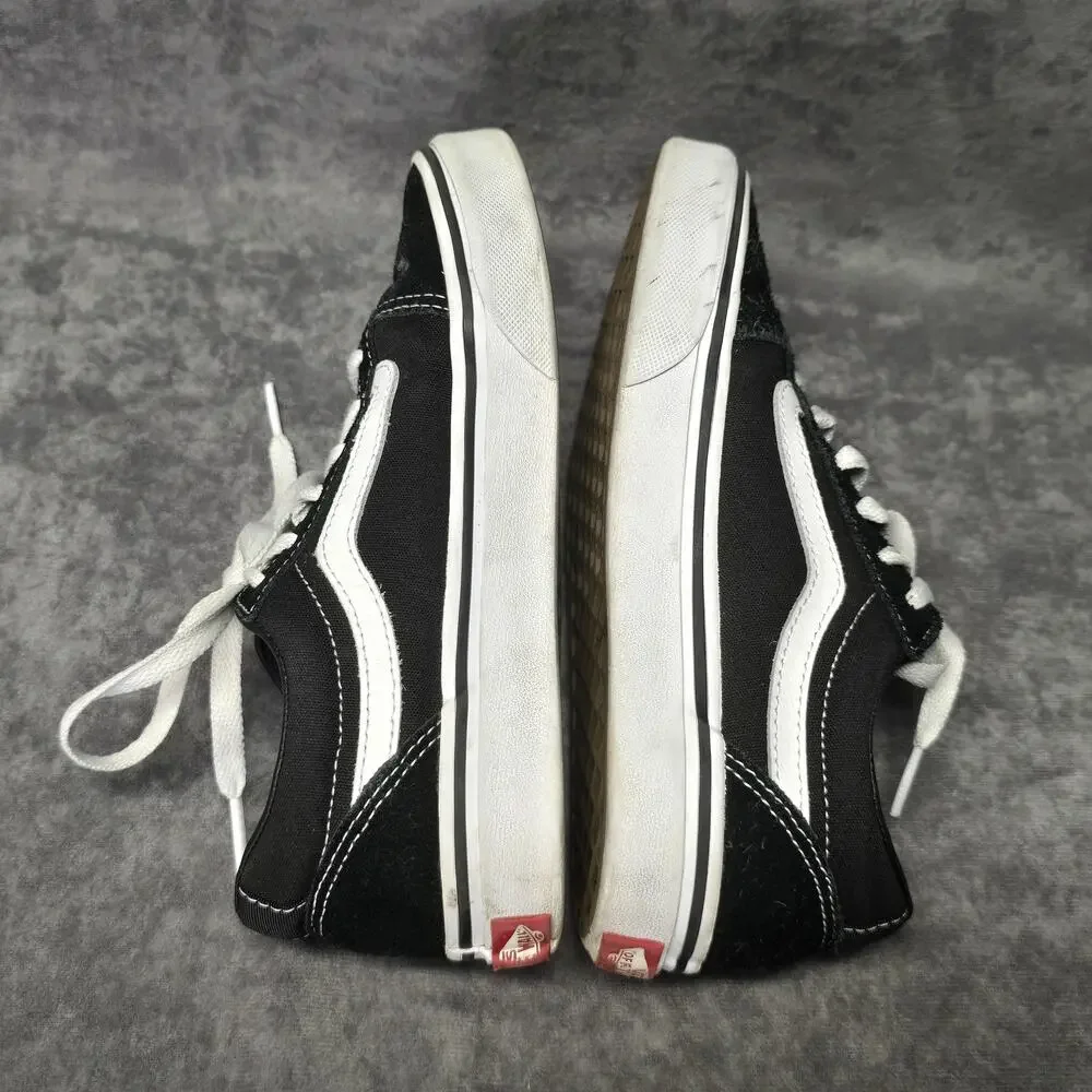 Vans Black & White Off The Wall Old Skool Low Top Canvas Skater Shoes Youth 3